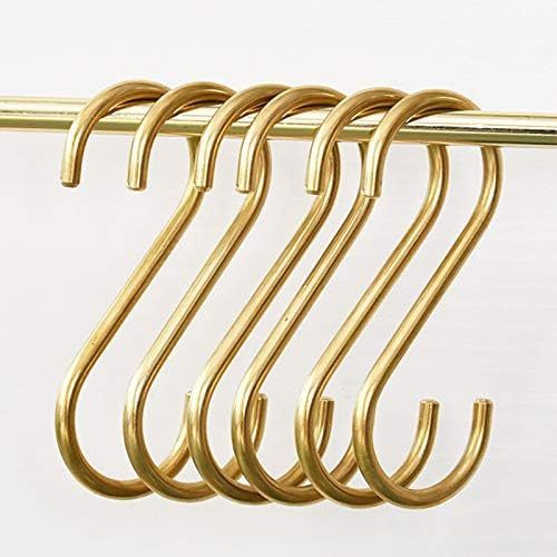 6 Pieces, Brass S Shaped Hooks, Gold Coat Clothes Towel Hangers, Kitchen Pots Pans Coffee Cups Ra... | Amazon (US)
