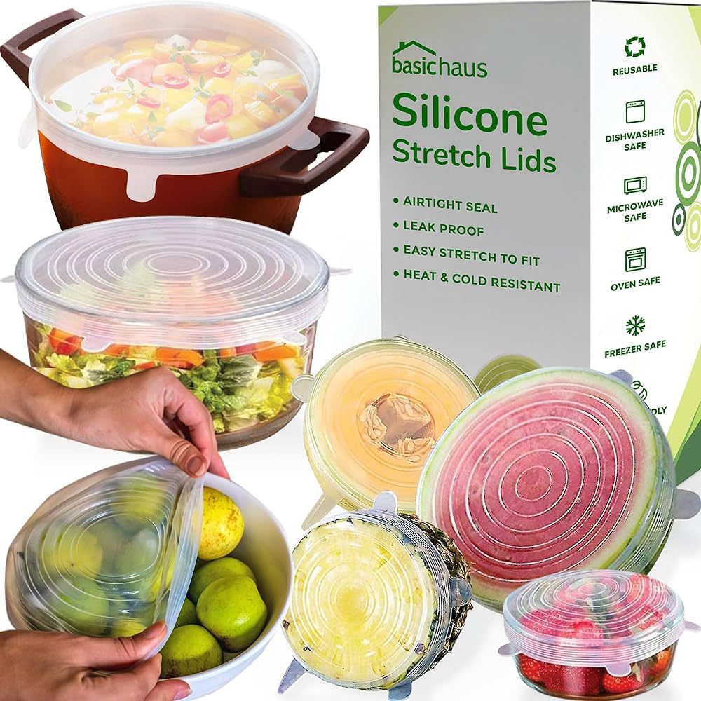 Reusable Silicone Stretch Lids - Stretchy Silicone Lids For Bowls - Reusable Silicone Bowl Covers... | Amazon (US)