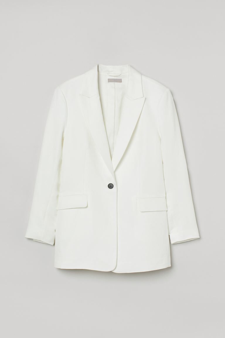 Relaxed-fit jacket in woven fabric. Pointed lapels, one button at front, and decorative buttons a... | H&M (US)