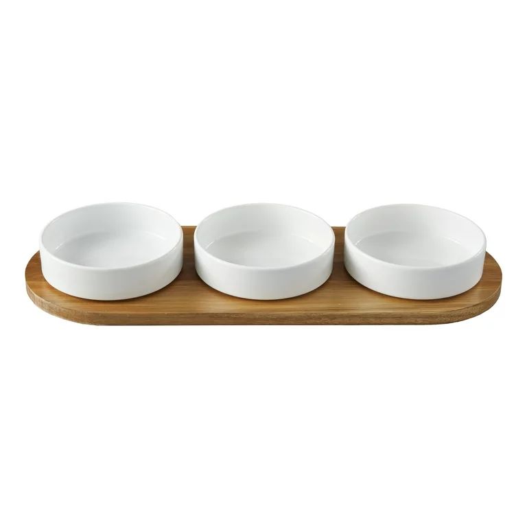 Better Homes & Gardens Acacia Wood Tray and Stoneware Bowl for Condiment, 19.69x7.28x2.17 in,3.96... | Walmart (US)
