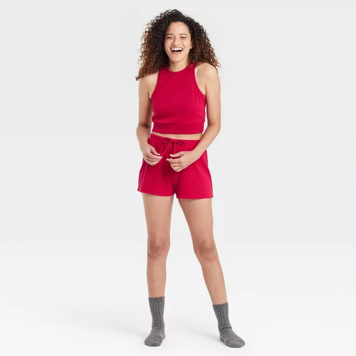 Women's Cropped Tank Top and Shorts Pajama Set - Colsie™ Berry | Target