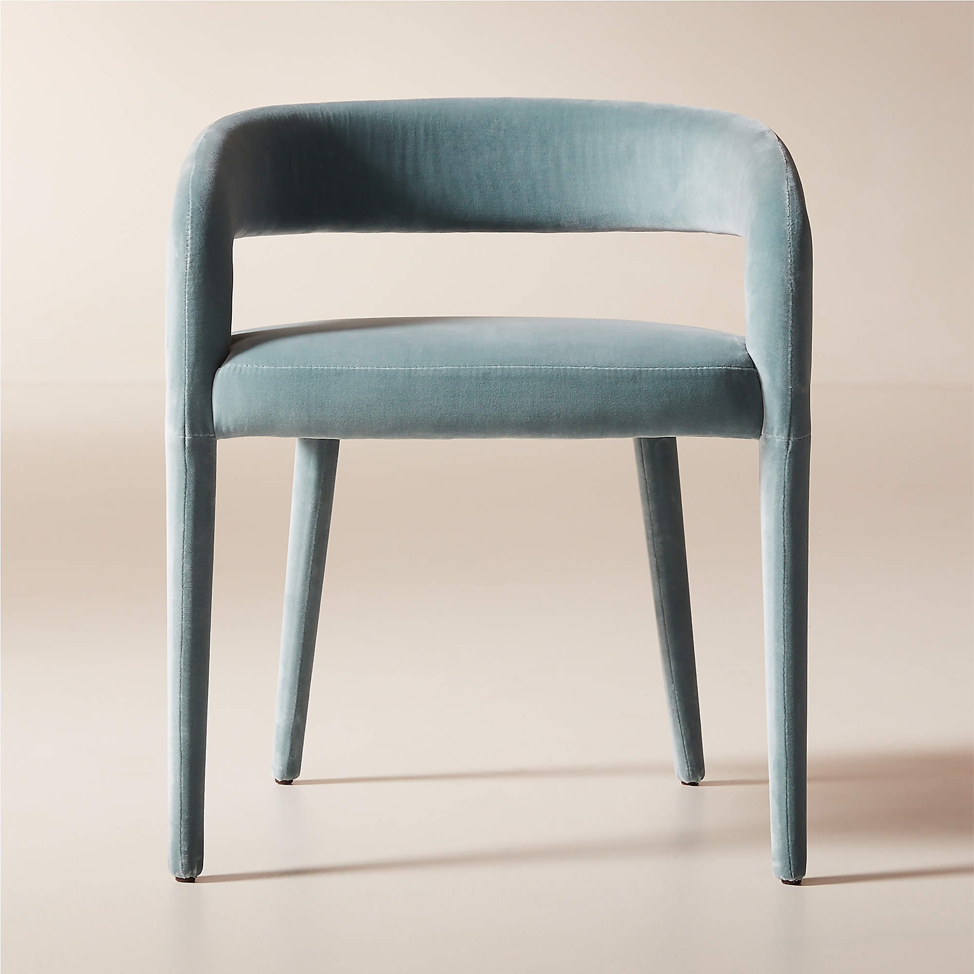 Lisette Light Blue Velvet Dining Armchair + Reviews | CB2 | CB2