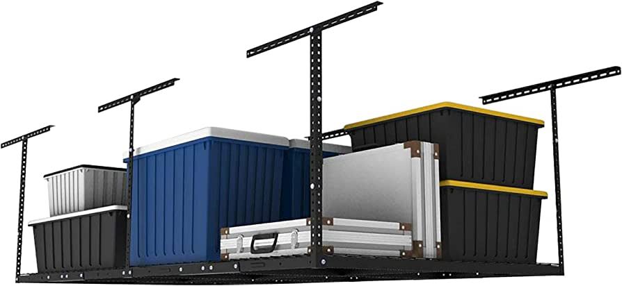 FLEXIMOUNTS 4x8 Overhead Garage Storage Rack, Adjustable Garage Storage Organization Systerm, Hea... | Amazon (US)