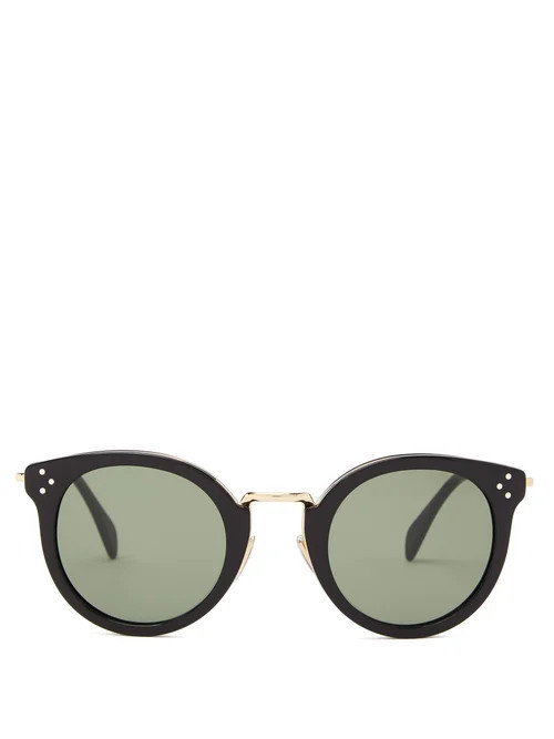 Celine Eyewear - Round Acetate And Metal Sunglasses - Womens - Black | Matches (US)
