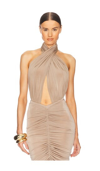 Adrienne Halter Bodysuit in Taupe | Revolve Clothing (Global)