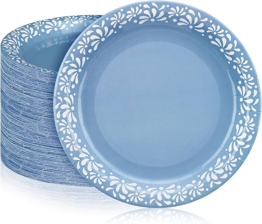 Yungyan 100 Pcs 9 Inch Blue Cielito Lindo Party Decoration Cielito Lindo Paper Plates Platos De B... | Amazon (US)