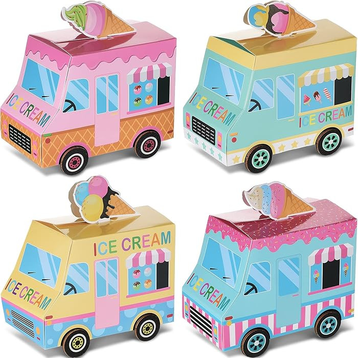 Outus 16 Pieces Ice Cream Party Favors Ice Cream Truck Shape Treat Boxes Summer Goodie Candy Boxe... | Amazon (US)