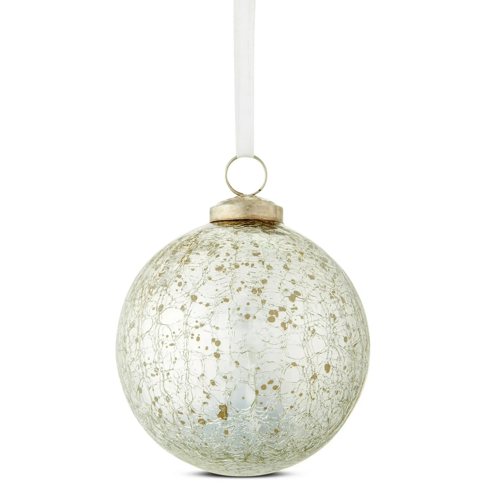 Silver Glass Ball Christmas Ornament with Crackle Gold Finish, 1 Count per Pack, 4 in, by Holiday... | Walmart (CA)