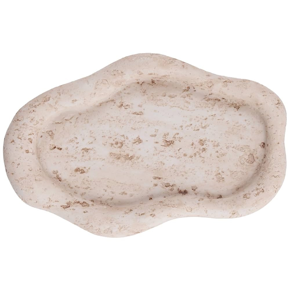 Cloud-Shaped Resin Jewelry Tray, Beige Travertine Vanity Tray for Bathroom Countertop, Trinket Ca... | Amazon (US)