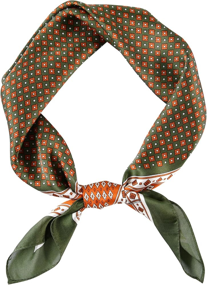 GERINLY Vintage Silk Feel Square Scarf for Men Satin Bandana Tiny Medallion Print Neckerchief Geo... | Amazon (US)