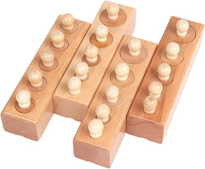 Thoth Montessori Knobbed Cylinder Socket Montessori Materials Wooden Cylinders Ladder Blocks Educ... | Amazon (US)