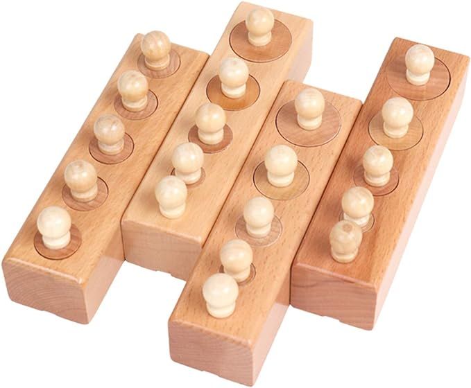Thoth Montessori Knobbed Cylinder Socket Montessori Materials Wooden Cylinders Ladder Blocks Educ... | Amazon (US)