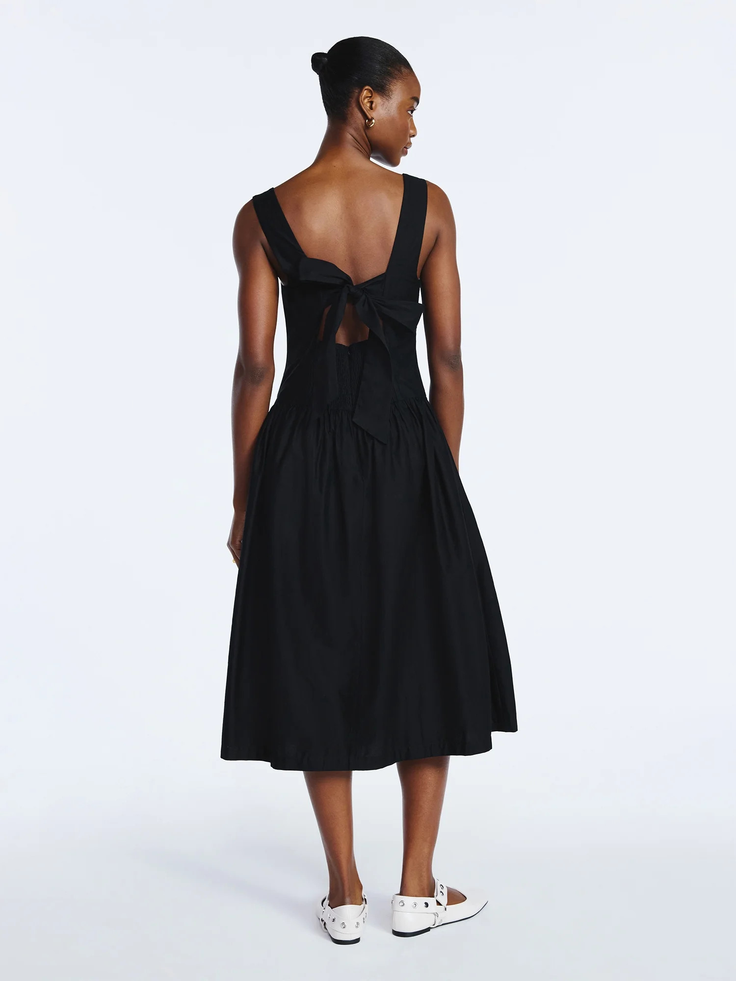 Scoop Women’s Cotton Maxi Dress with Bow Back, Sizes XS-4X | Walmart (US)