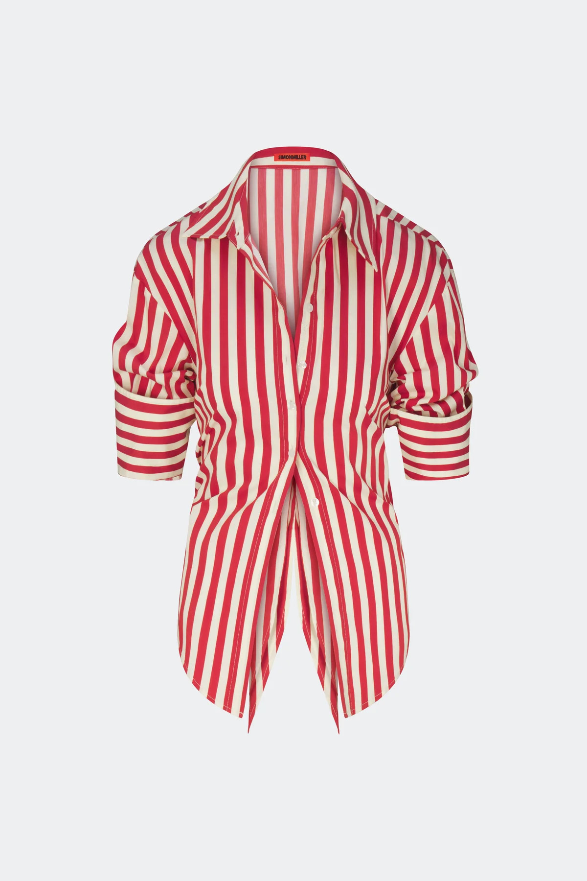 Loch Poplin Button Up in Venetian Red Stripe | Simon Miller