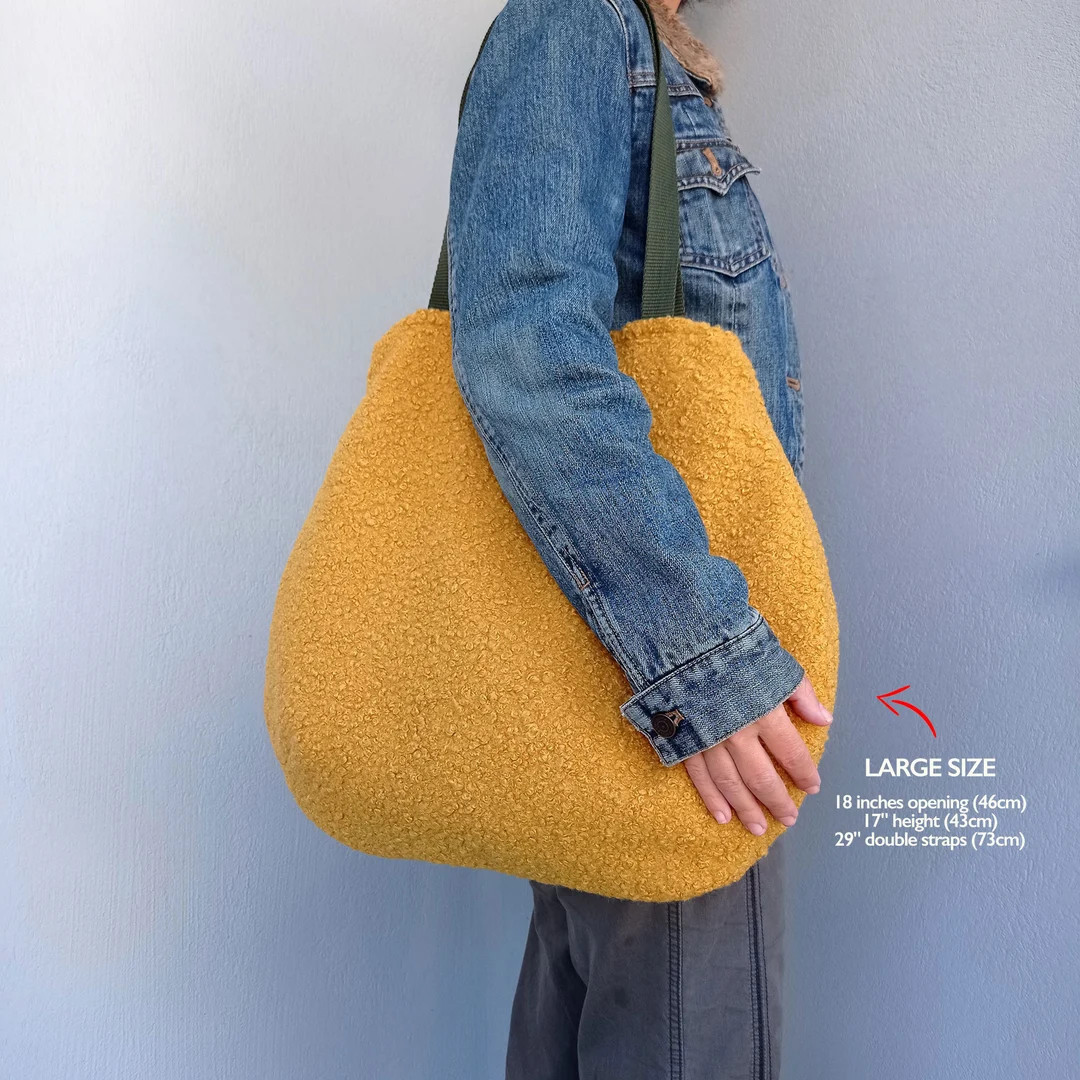 Organic Fur Fabric Tote Bag, Large bag, teddy sheep fur bag, Shoulder Tote, Daily Bag, Everyday b... | Etsy (US)