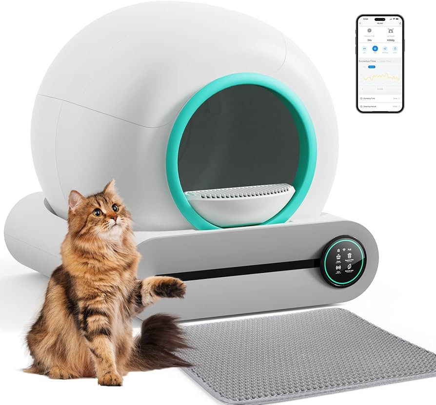 Self Cleaning Cat Litter Box, Automatic Cat Litter Box with Mat & Liners, 65L+9L Large Capacity S... | Amazon (US)
