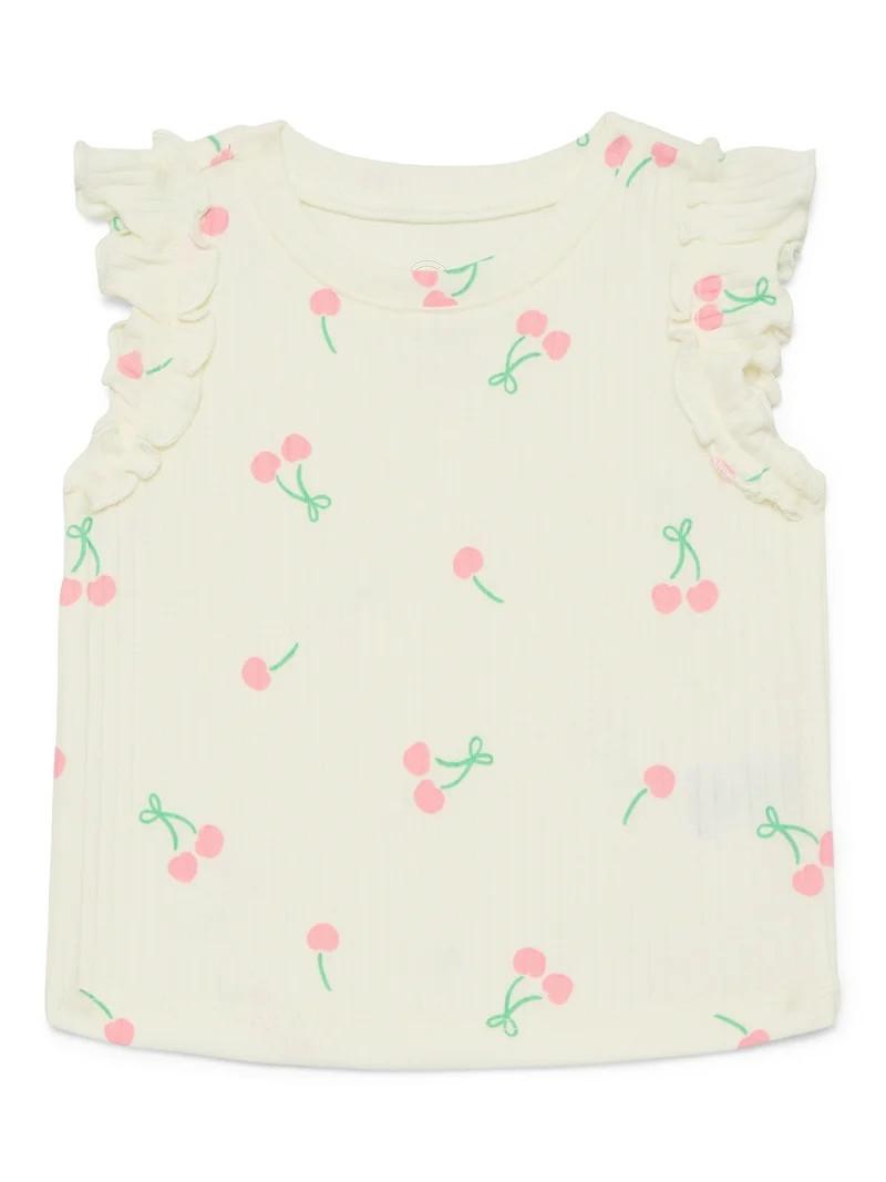 Wonder Nation Baby Girls Tee with Flutter Sleeves, Sizes 0-24 Months | Walmart (US)