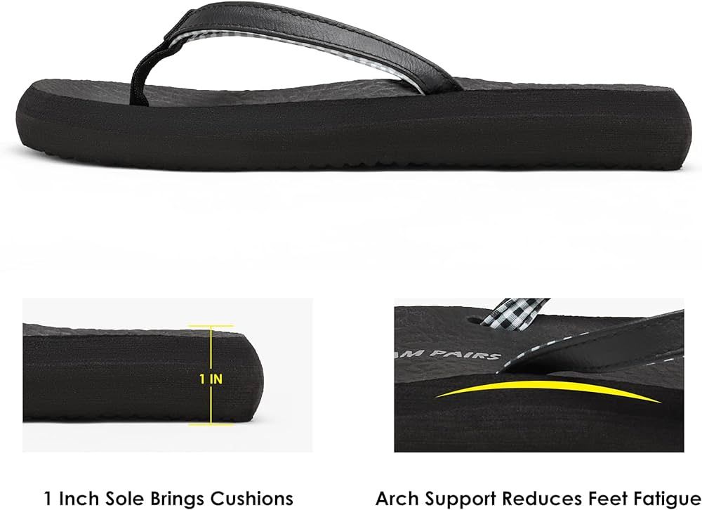 DREAM PAIRS Women's Arch Support Flip Flops Comfortable Soft Cushion Summer Beach Thong Sandals | Amazon (US)