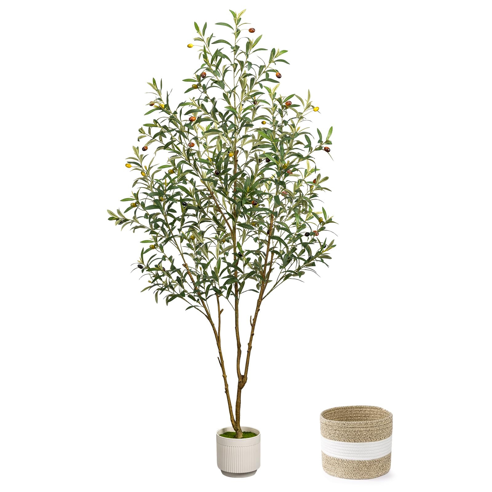 Artificial Olive Tree 6FT - Tall Faux Olive Trees Indoor with Planter&Cotton Basket, Large Fake O... | Amazon (US)