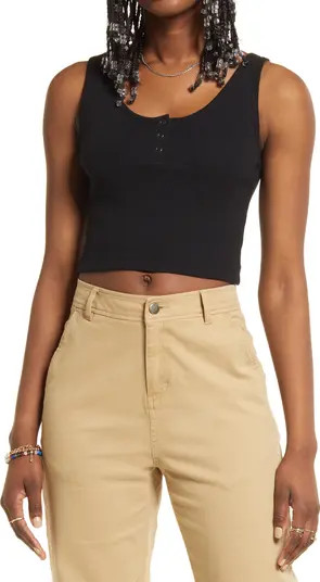 Organic Cotton Blend Henley Crop Tank | Nordstrom