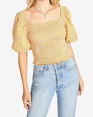 BB Dakota Smocked Puff sleeve Top | Express