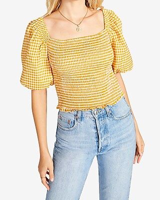 BB Dakota Smocked Puff sleeve Top | Express