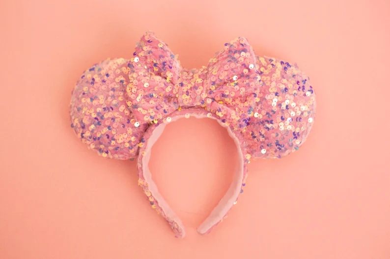 Bubblegum Pink Sequin Ears Mickey Ears Minnie Ears Mouse | Etsy | Etsy (US)