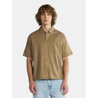 No Boundaries Boxy Button Down Shirt with Short Sleeves, Men's and Big Men's | Walmart (US)