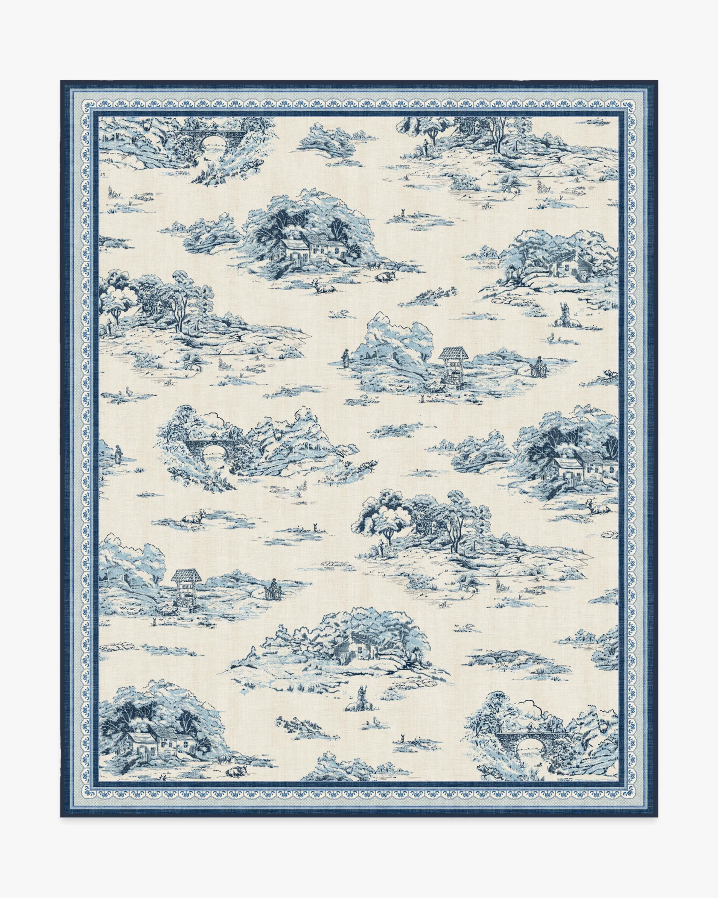 Provence Toile Delft Blue Rug | Ruggable US | Ruggable