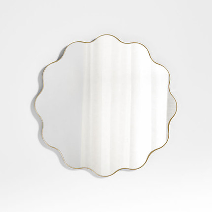 Waveland Round Scalloped Brass Wavy Wall Mirror