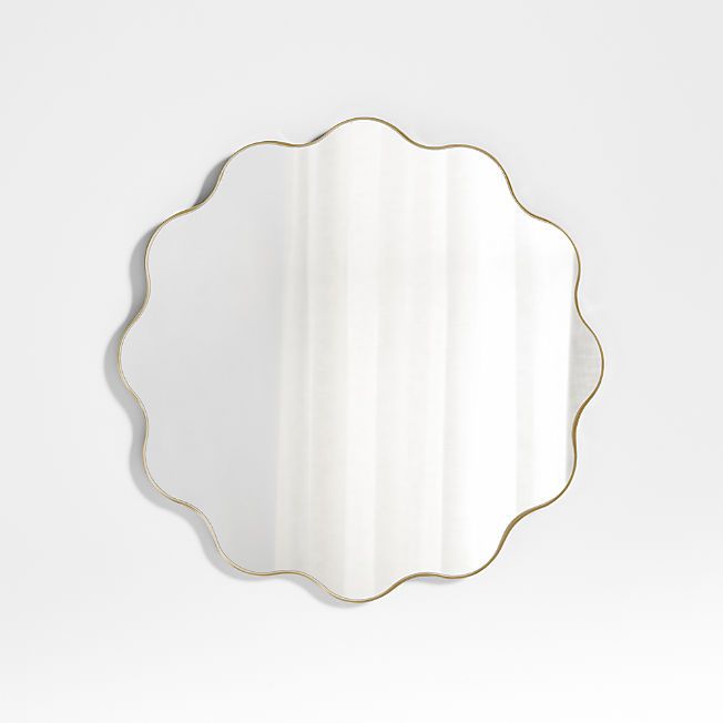 Waveland Round Scalloped Brass Wavy Wall Mirror + Reviews | Crate & Kids | Crate & Barrel