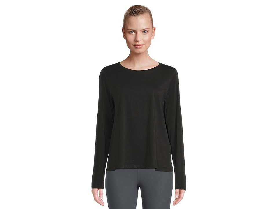 Eileen Fisher Round Neck Long Sleeve T-Shirts Women's Clothing Black : MD | Zappos