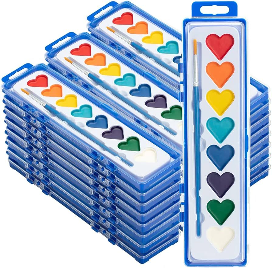 24 Pack Watercolor Paint Set, Washable Water Color Kids Paint Set with Paintbrush for Toddlers Ad... | Amazon (US)