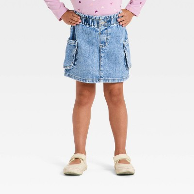 Toddler Girls' Cargo Denim Skirt - Cat & Jack™ Light Wash 3T | Target