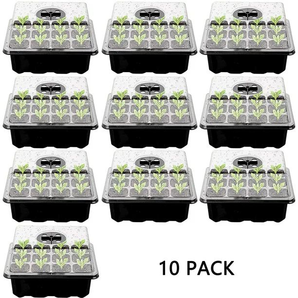 10 Pack Seeding Starter Tray Garden Plant Germination Kit Durable Seed Starting Tray with Ventila... | Walmart (US)
