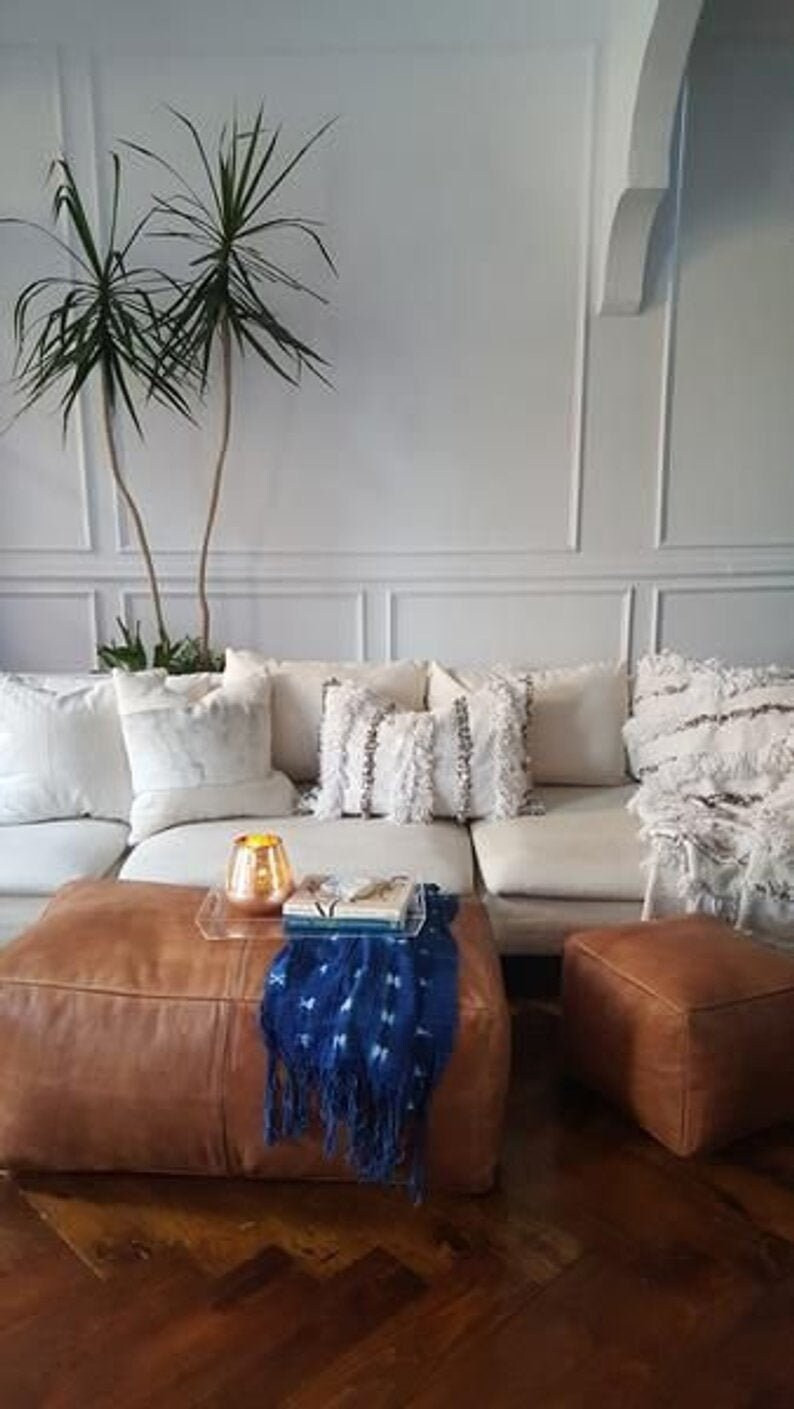 square pouf tan, light tan handmade footstool square pouffe Moroccan Amazing square Ottoman Pouff... | Etsy (US)