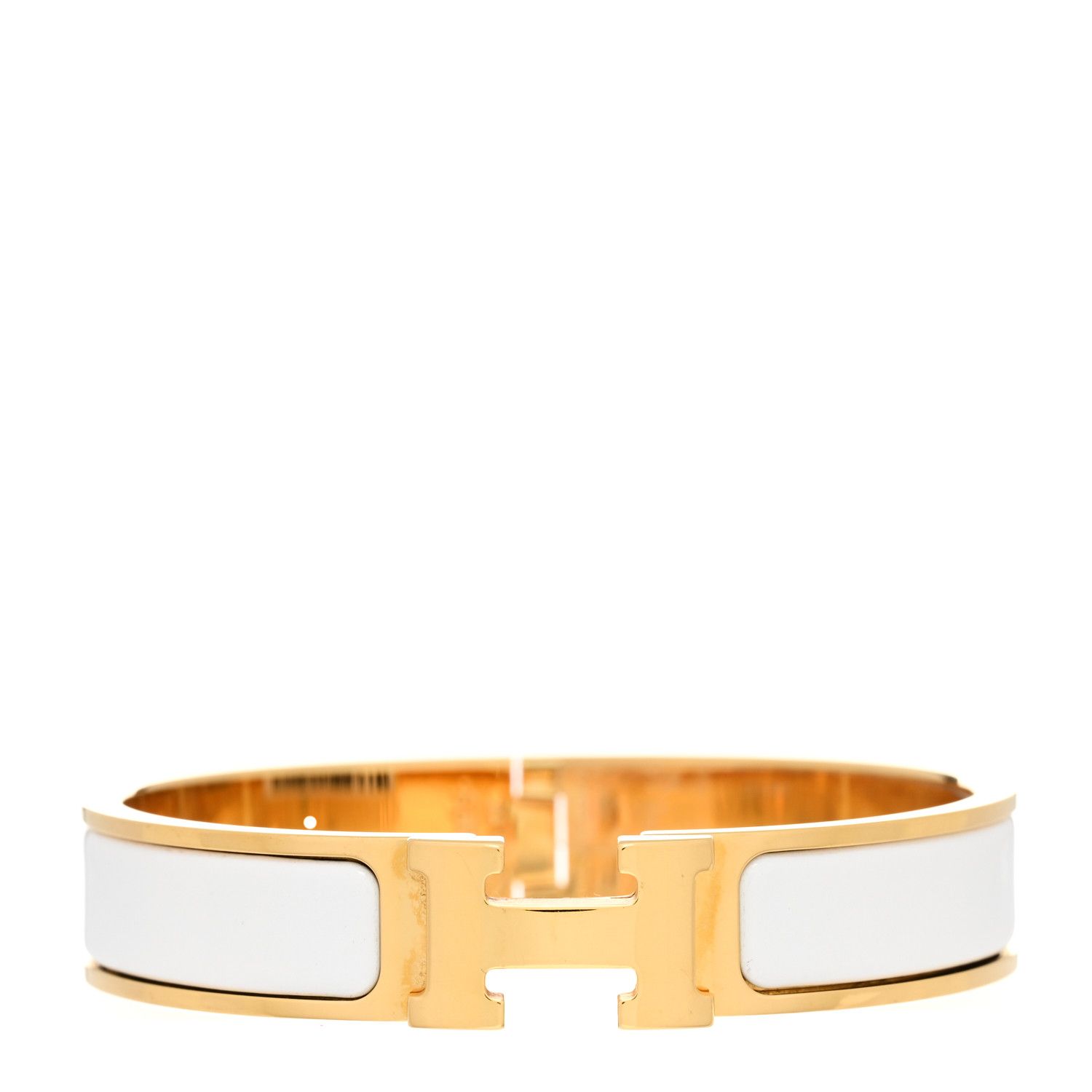 Enamel Narrow Clic Clac H Bracelet PM White | FASHIONPHILE (US)