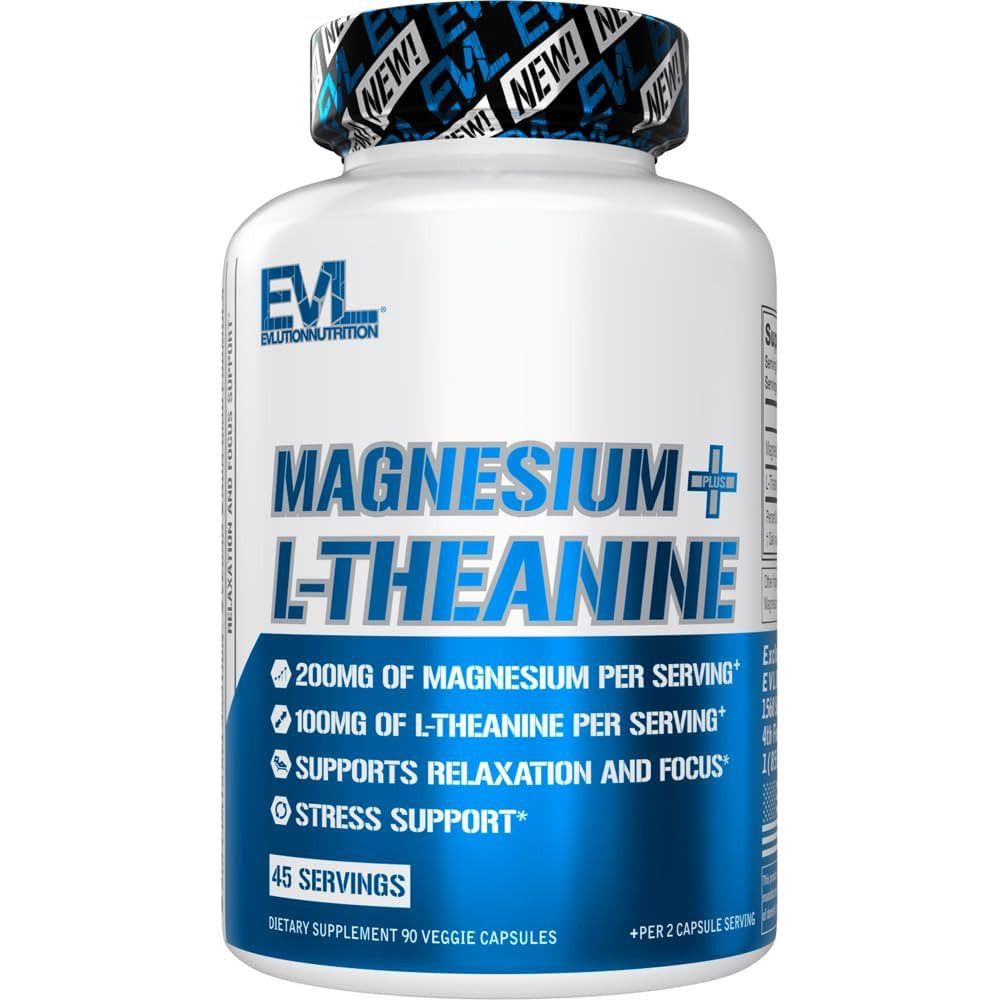 Evlution Nutrition Magnesium + L-Theanine - Natural Relaxation & Focus Support - 200mg Magnesium ... | Amazon (US)
