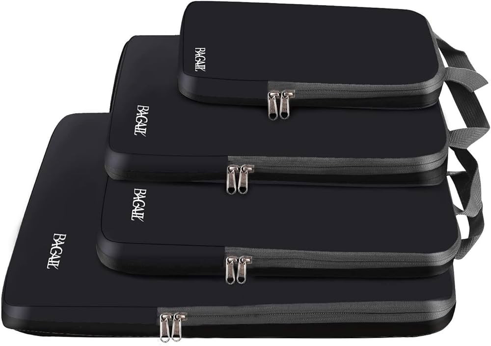 BAGAIL 4 Set/6 Set Compression Packing Cubes Travel Accessories Expandable Packing Organizers(Bla... | Amazon (US)
