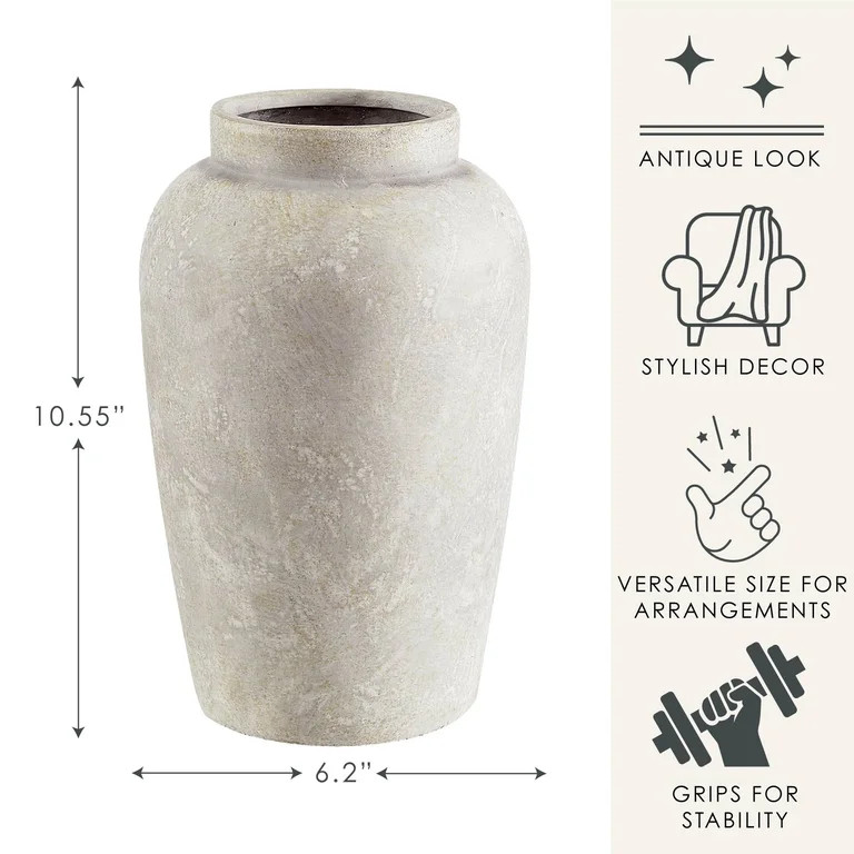 Home Decor Collection Antique-Style Ceramic Vase, 6.3" L x 6.2" W x 10.55" H | Walmart (US)