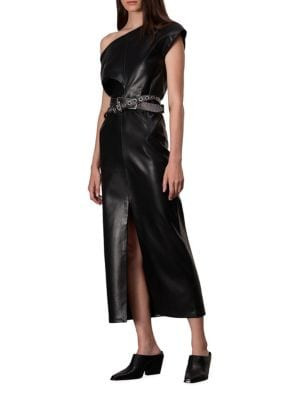 Eleanor One-Shoulder Faux Leather Midi-Dress | Saks Fifth Avenue OFF 5TH