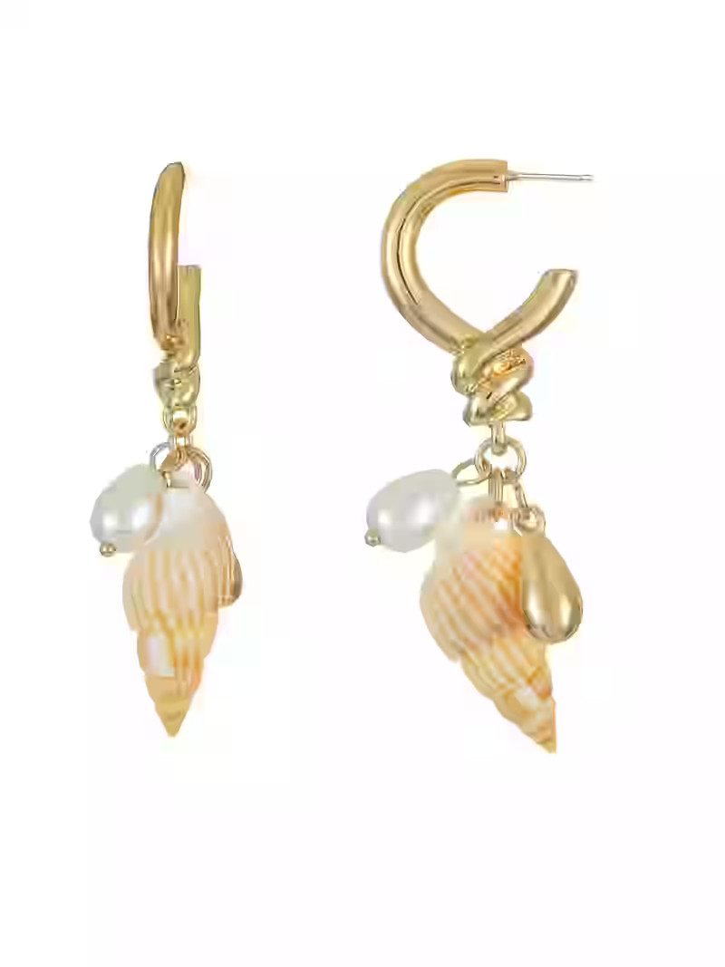 Time and Tru Goldtone Mini Hoop with Shell Charms, 1 Pair | Walmart (US)