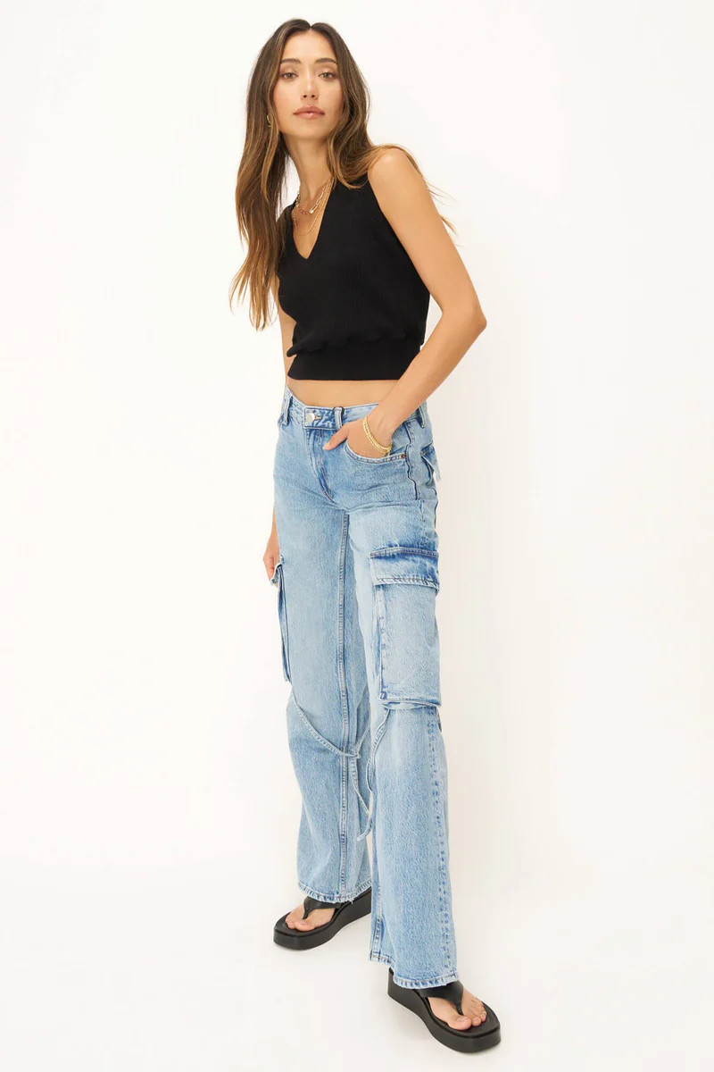 Mix Up V-Neck Sweater Rib Vest - Black | Project Social T
