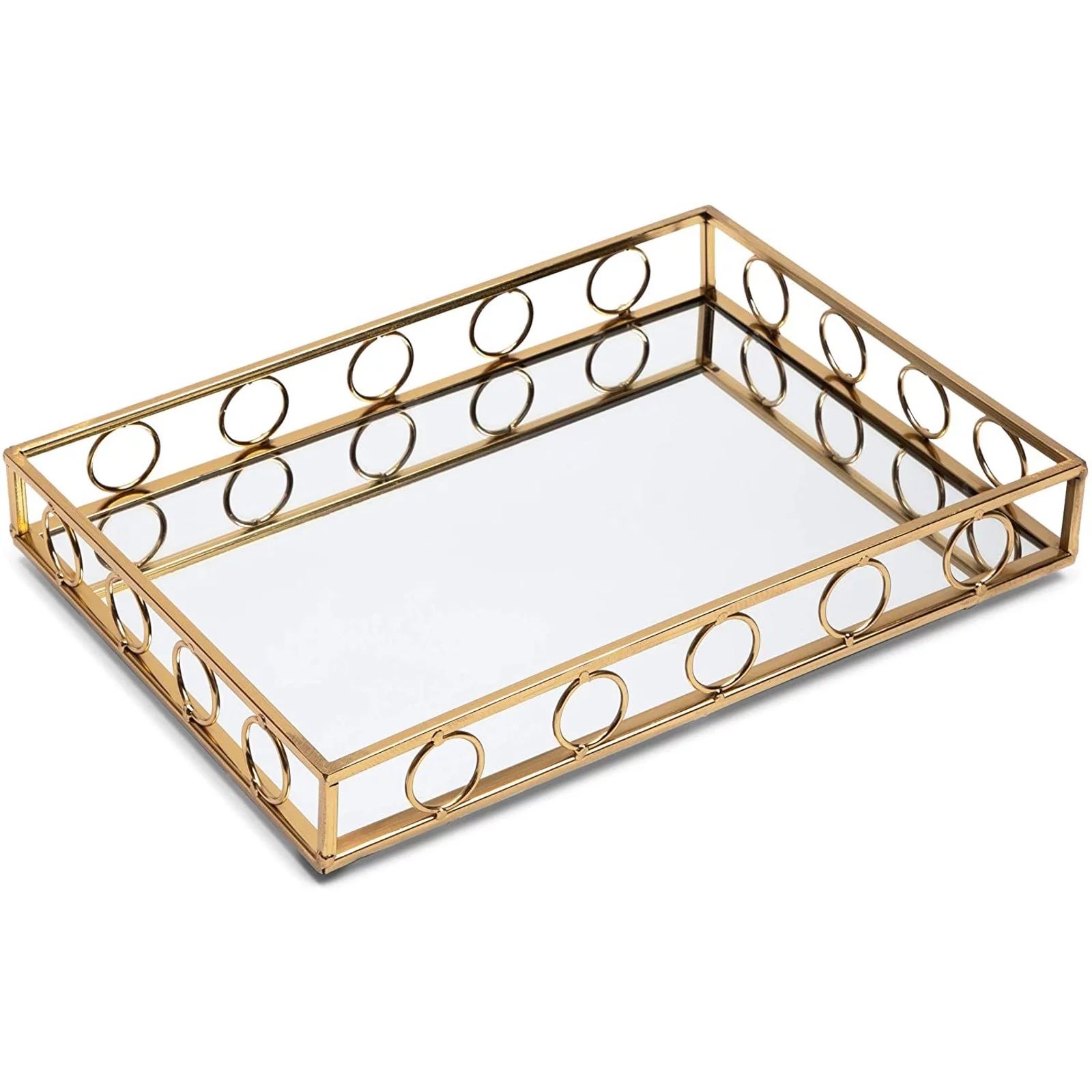 Metal Gold Mirror Rectangle Serving Tray Storage Organizer, Bathroom Toilet Vanity Tray, Jewelry ... | Walmart (US)