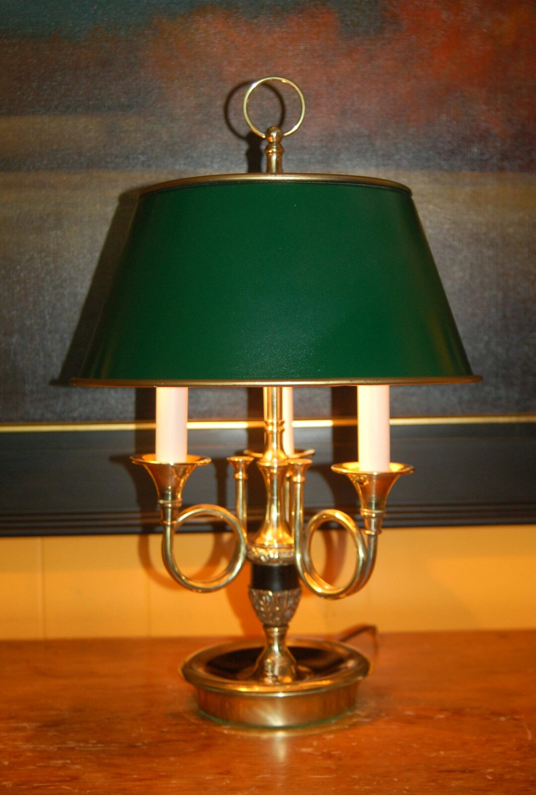 BRASS BOUILLOTTE LAMP French Candelabra Neoclassical Green Metal Shade Black Gold Horn - Etsy | Etsy (US)
