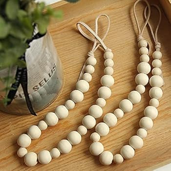 Amazon.com: 2 Pieces Wood Bead Curtain Tieback Boho Curtain Tiebacks Curtain Holdbacks for Wall C... | Amazon (US)