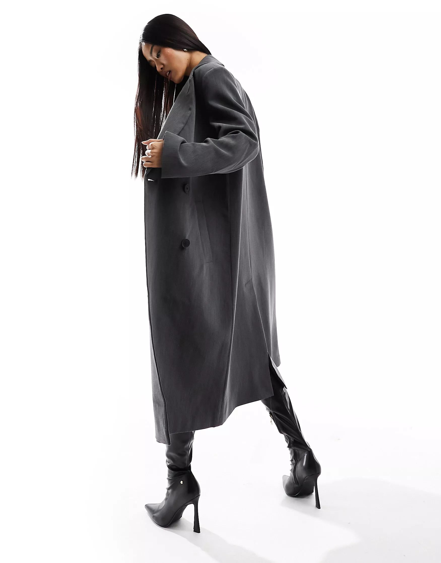 ASOS DESIGN lightweight tailored dad coat in grey | ASOS (Global)