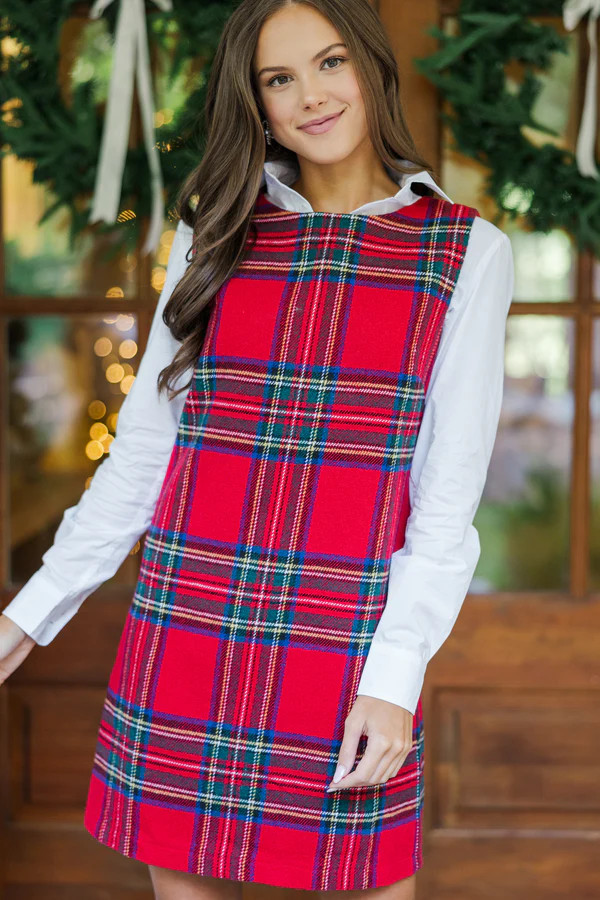 Remember You Well Red Plaid Dress | The Mint Julep Boutique