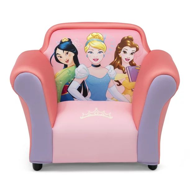 Disney Princess Upholstered Chair with Sculpted Plastic Frame by Delta Children, Pink | Walmart (US)