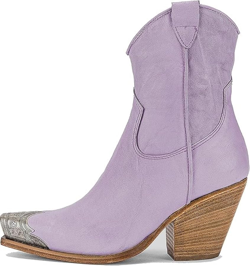 keleimusi Women's Western Cowgirl Ankle Boots Stacked Block Heel Cowboy Booties Steel Toe Heeled ... | Amazon (US)